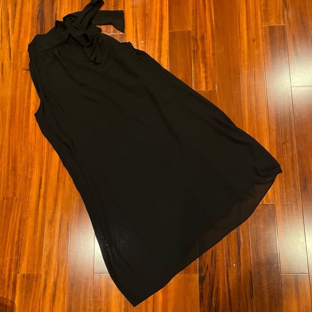 Lane Bryant Black Dress High Neck Bow Tie A-Line Sleeveless Midi Plus Size 14 16